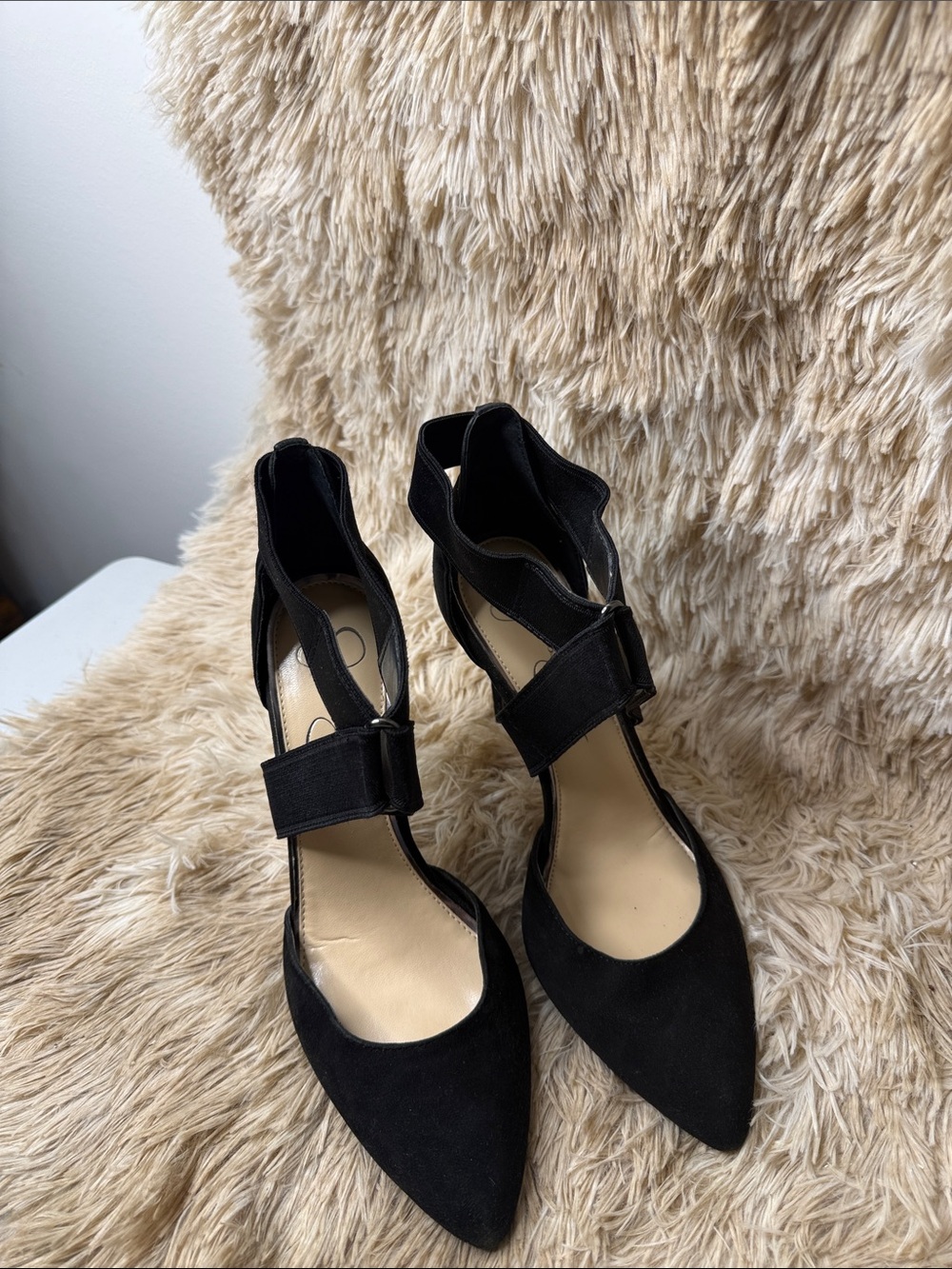 Jessica Simpson Black Pointed-Toe Ankle Strap Heels - Picture 3 of 12